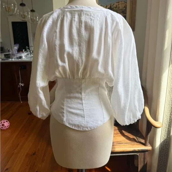 Anemic + Kin Linen Lace-Up Blouse - Picture 4 of 5